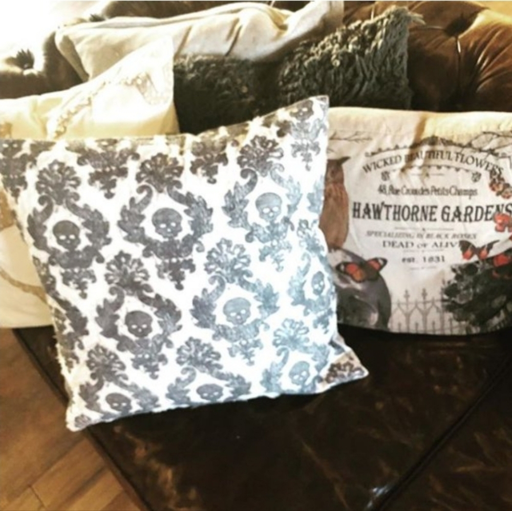 Pottery Barn Mini Skull Applique Pillow Cover 22 inches